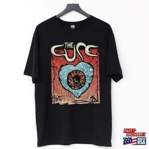 Black Graphic Tee with Heart Design